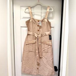 Express Satin Button Down Midi Dress